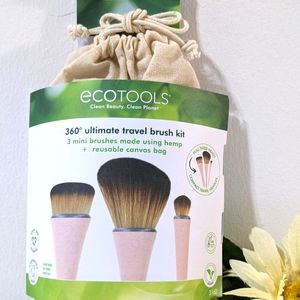 💝 EcoTools Hemp Travel Set Cosmetic Makeup Brushes NEW Canvas Bag